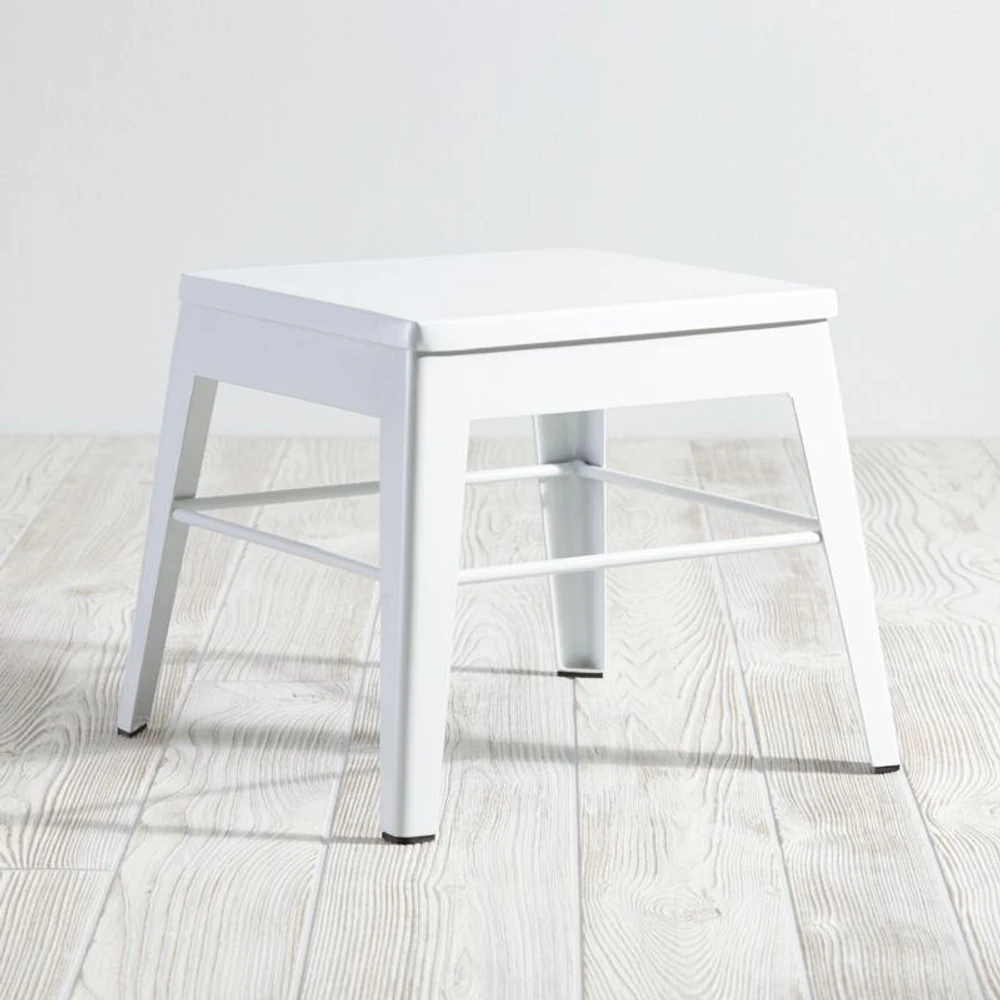 Squared Up Steel Kids White Step Stool