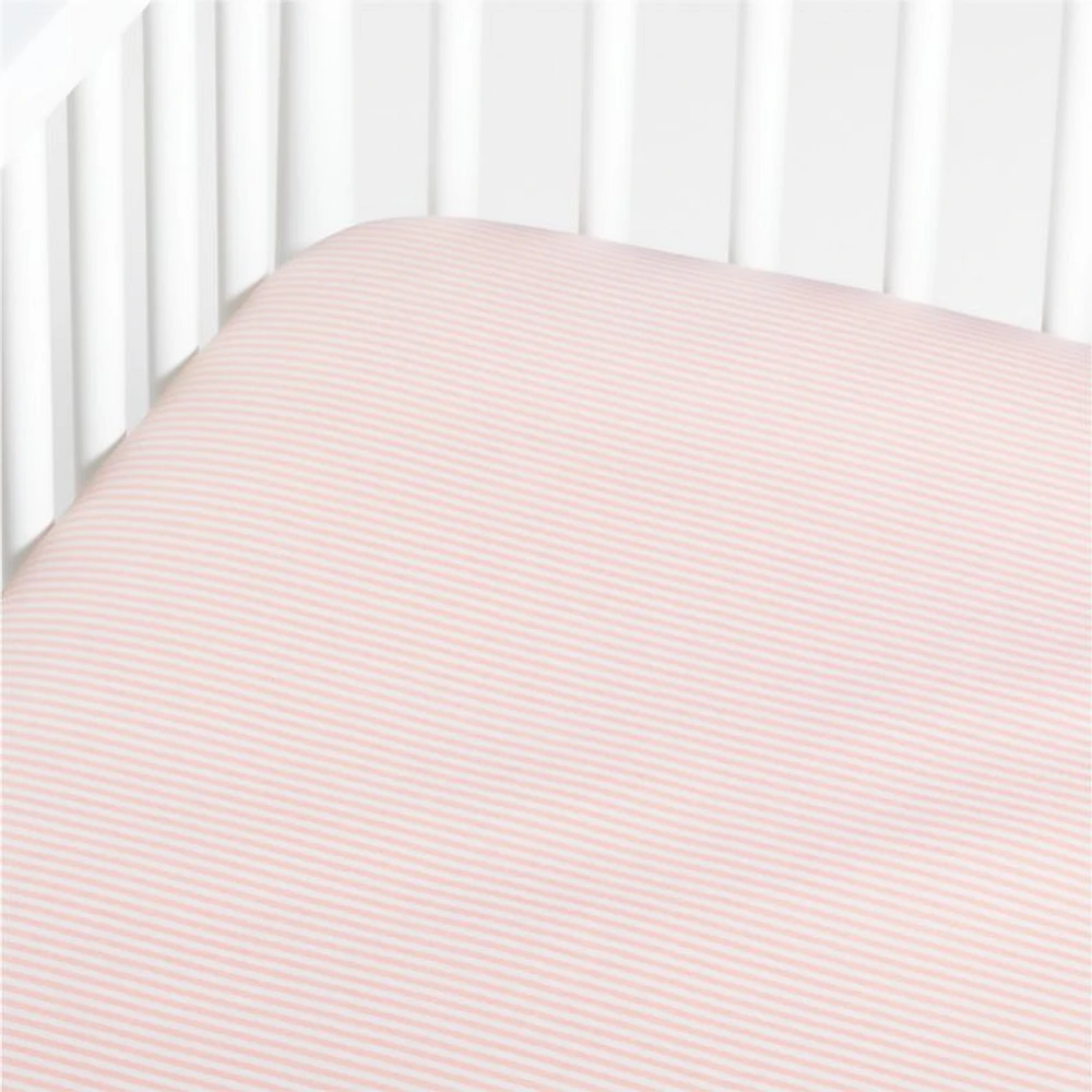 Baby's First Pink Stripe Organic Cotton Jersey Baby Crib Fitted Sheet