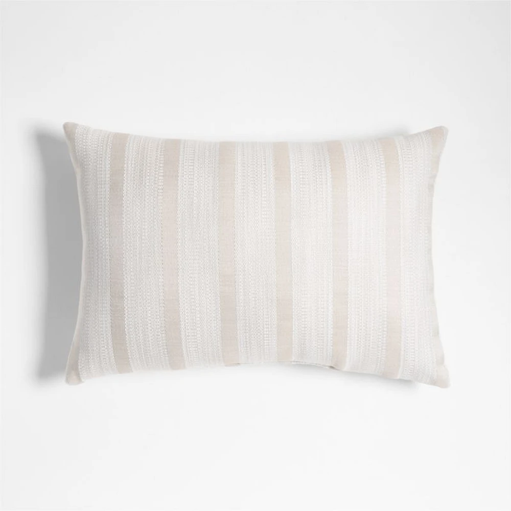 Sunbrella ® Flashy Stripe 24"x16" Sand Beige Outdoor Throw Pillow