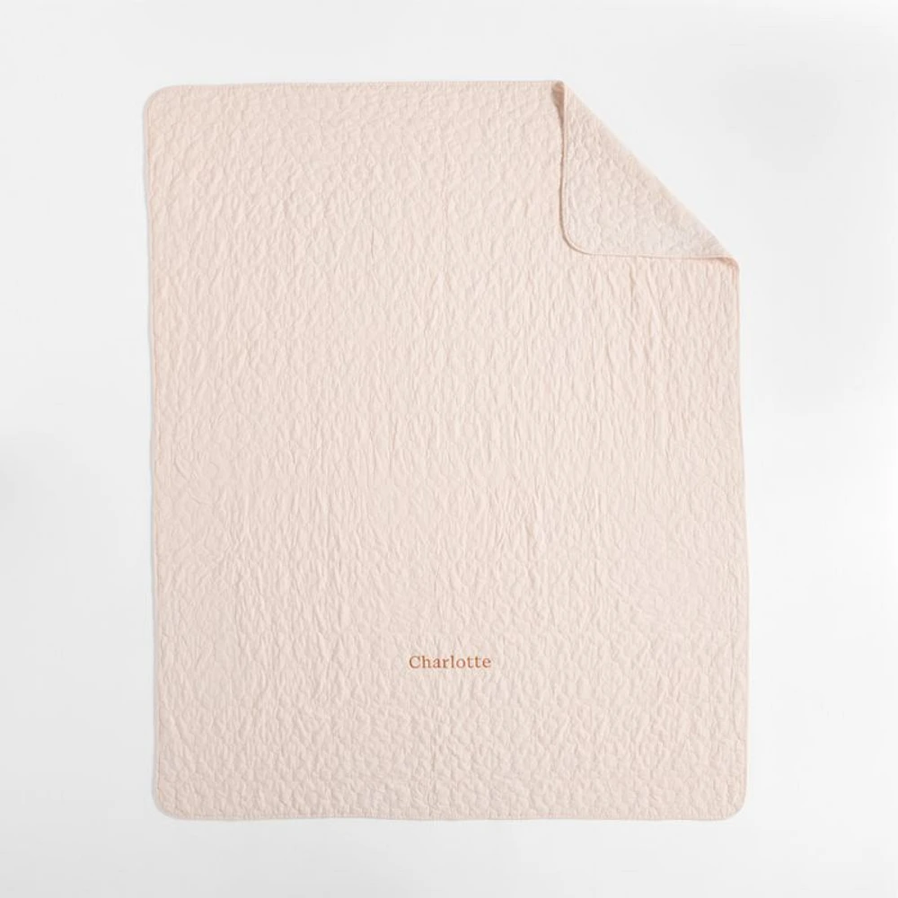 Sunwashed Shell Pink Daisy Organic Cotton Kids Twin Quilt