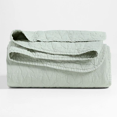 Sunwashed Seafoam Green Star Organic Cotton Kids Twin Quilt