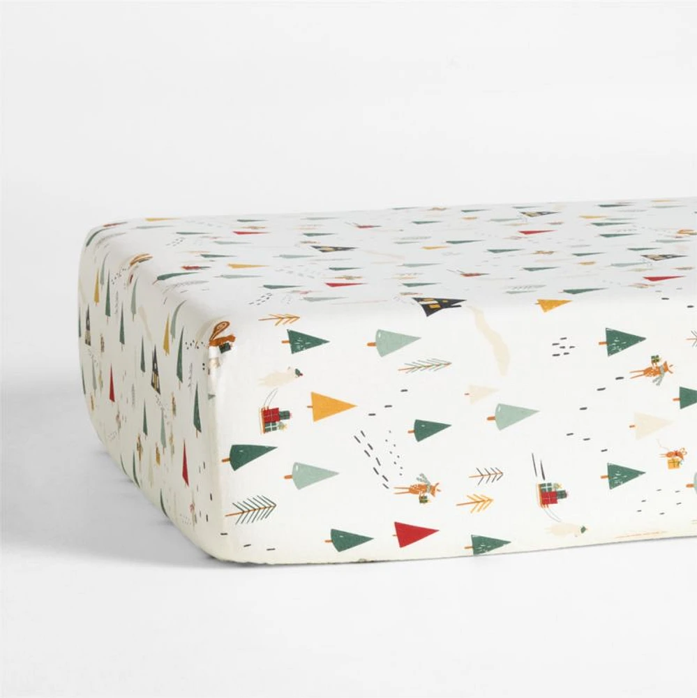 Supercozy Holiday Presents Organic Cotton Flannel Baby Crib Christmas Fitted Sheet