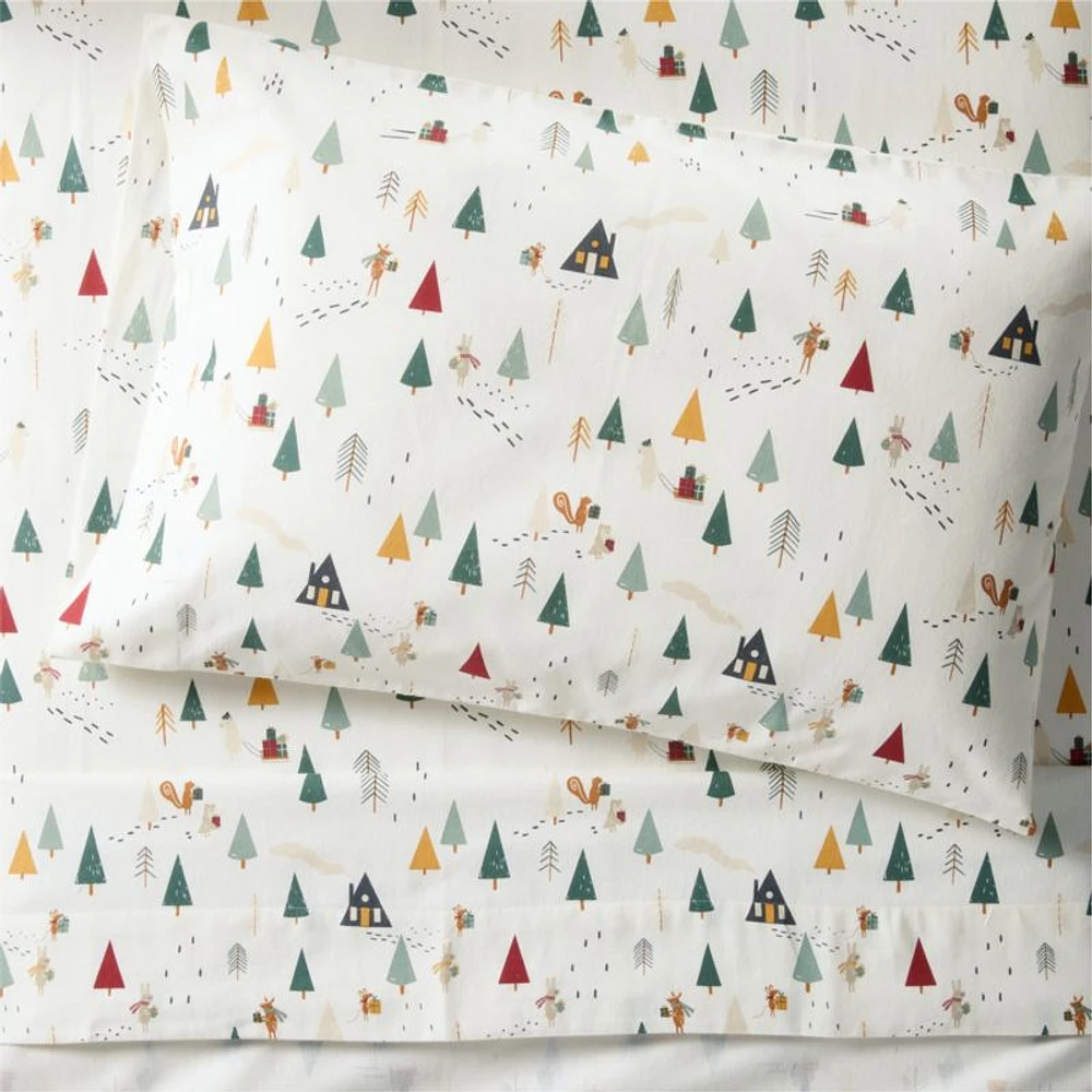 Supercozy Holiday Presents Organic Cotton Flannel Kids Christmas Twin Sheet Set