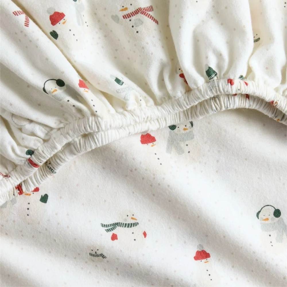 Supercozy Snow Friends Organic Cotton Flannel Baby Crib Fitted Sheet