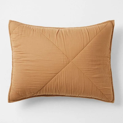 Supersoft Brulee Brown Quilted Organic Cotton Gauze Kids Pillow Sham
