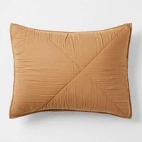 Supersoft Brulee Brown Quilted Organic Cotton Gauze Kids Pillow Sham