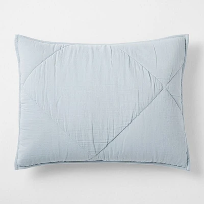 Supersoft Mist Blue Quilted Organic Cotton Gauze Kids Pillow Sham