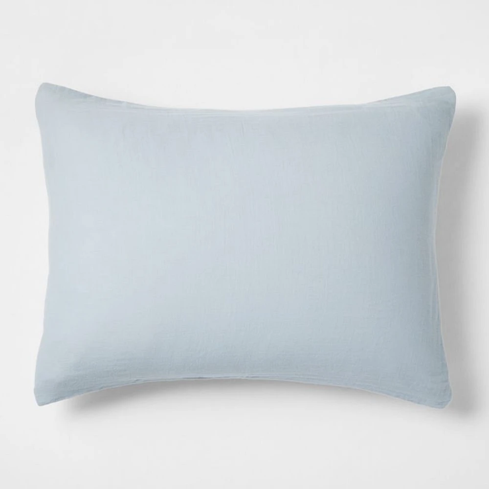 Supersoft Mist Blue Organic Cotton Gauze Kids Pillow Sham