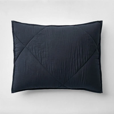 Supersoft Midnight Navy Blue Quilted Organic Cotton Gauze Kids Pillow Sham