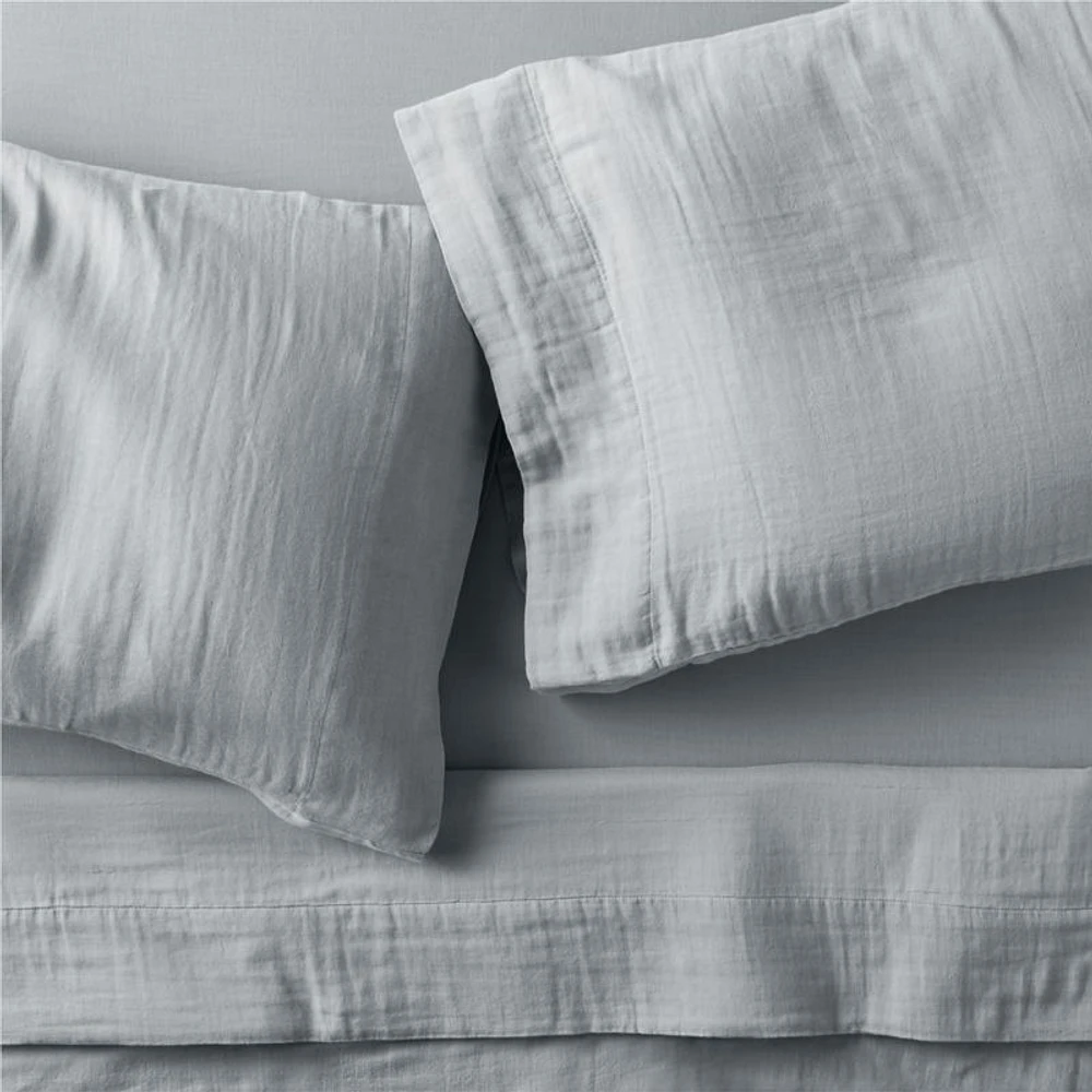 Supersoft Mist Blue Organic Cotton Gauze Kids Twin Sheet Set