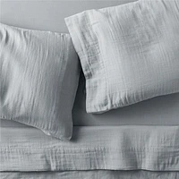 Supersoft Mist Blue Organic Cotton Gauze Kids Twin Sheet Set