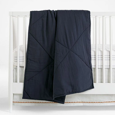 Supersoft Midnight Navy Blue Organic Cotton Gauze Baby Crib Quilt