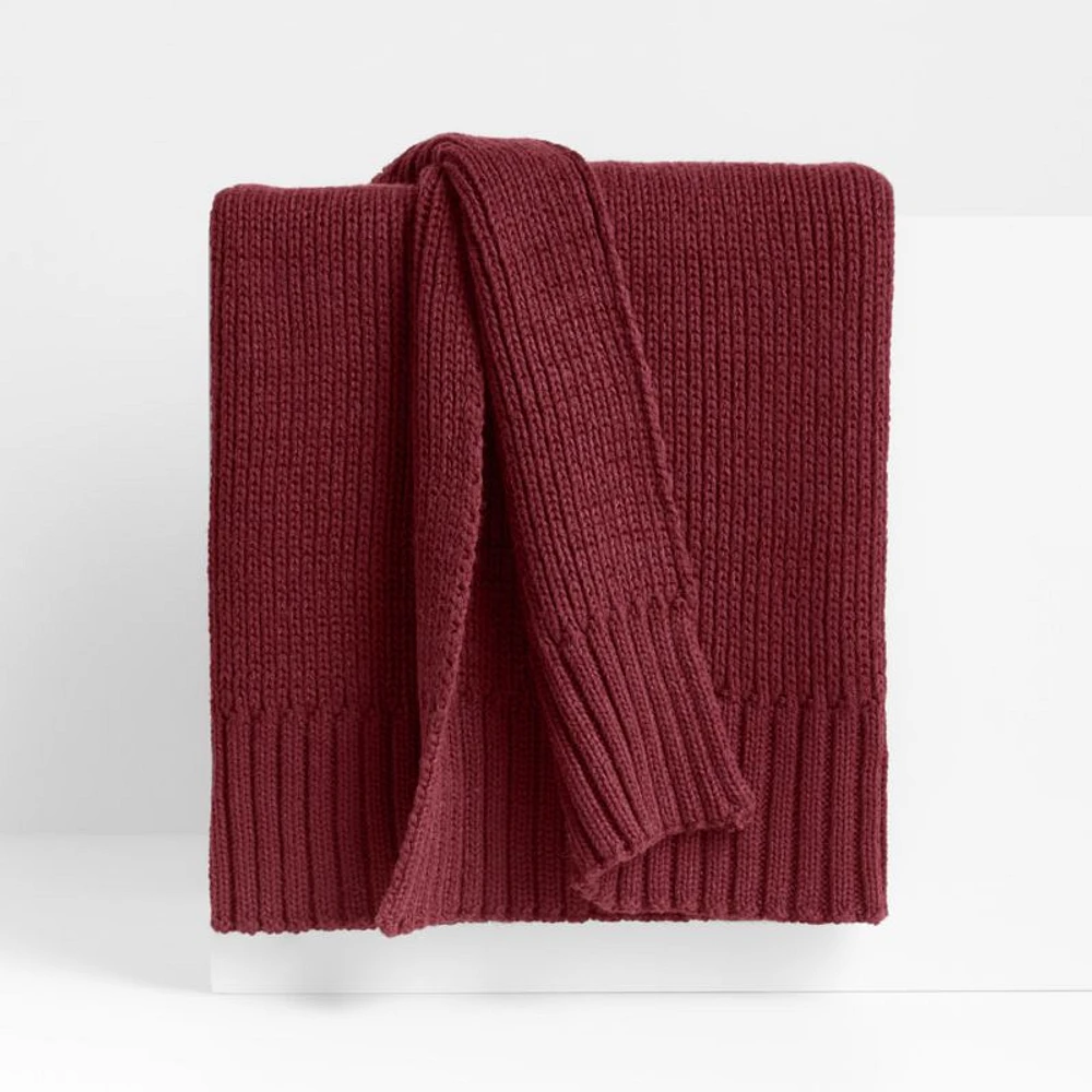 Sweater Knit 70"x55" Garnet Throw Blanket