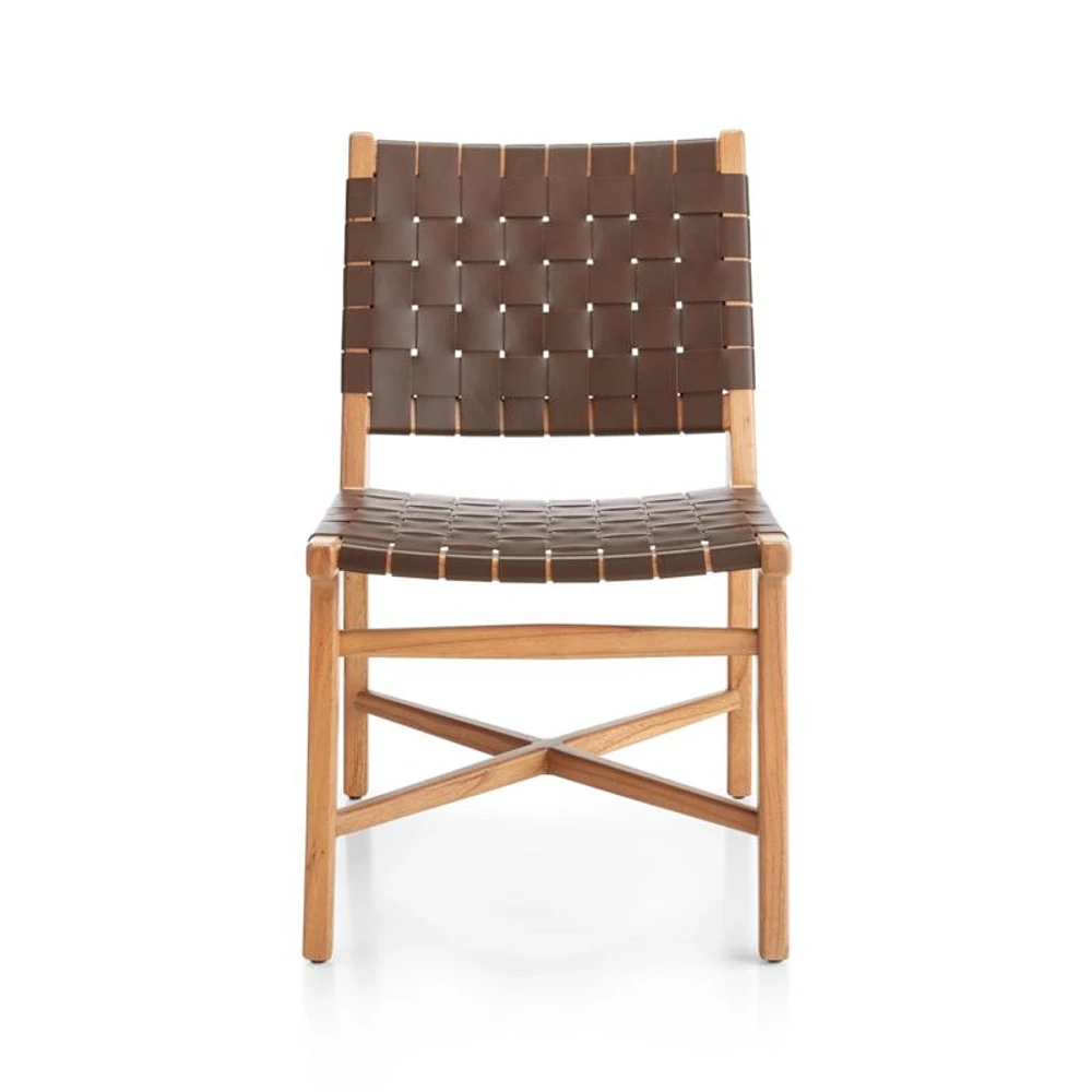 Taj Brown Woven Leather Dining Chair