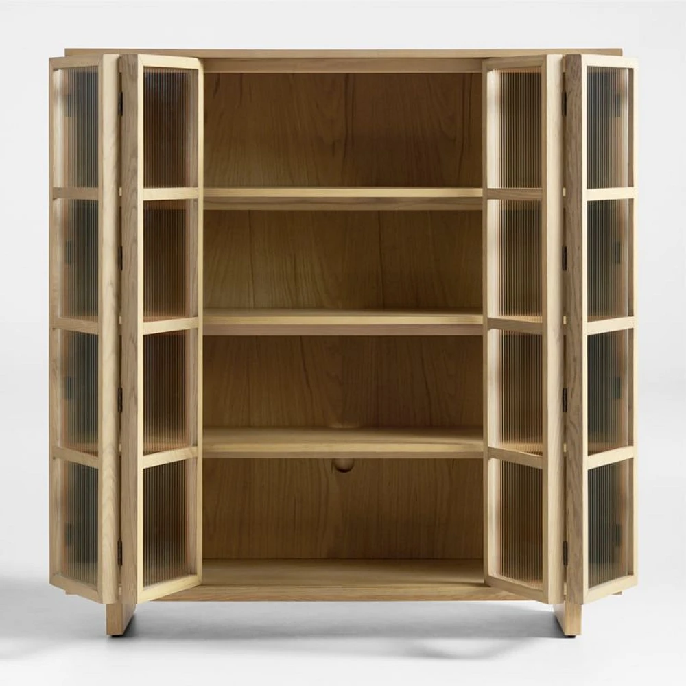Tansu 48" Glass and Oak Storage Display Cabinet