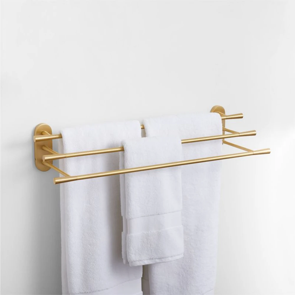 Tapered Brushed Brass Wall-Mounted Bathroom Towel Rack