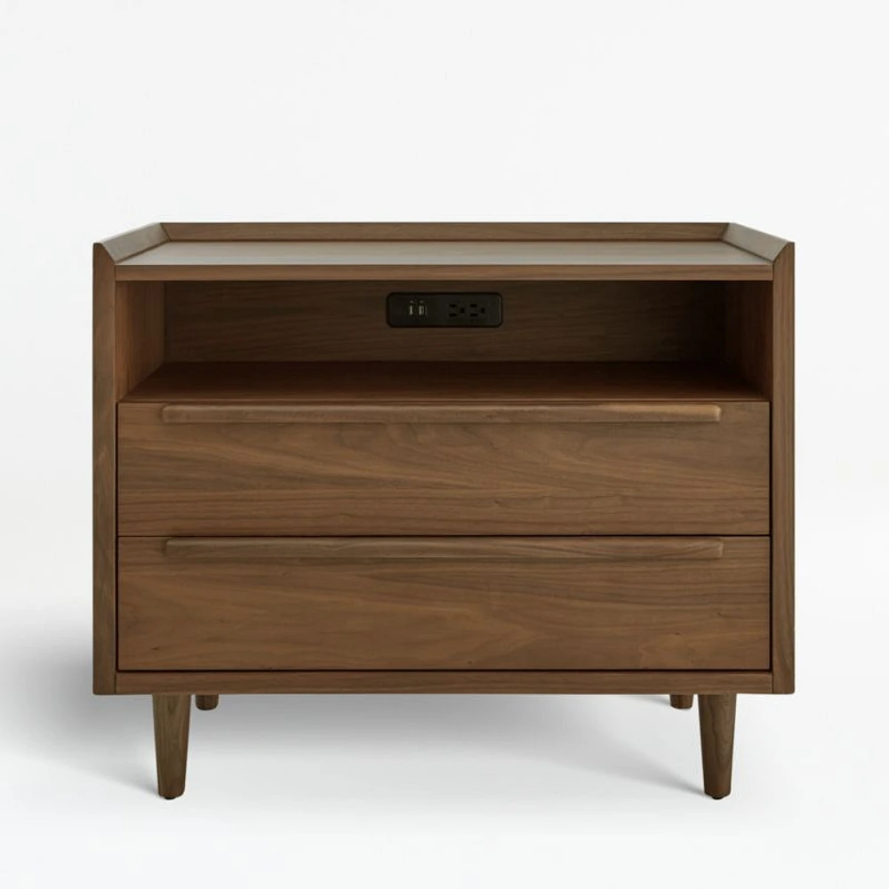 Tate 32" Walnut Charging Nightstand