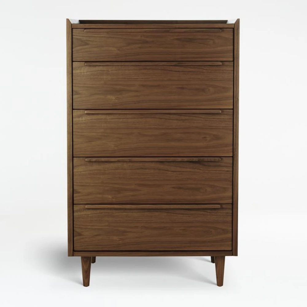 Tate 32" Walnut 5-Drawer Tall Dresser