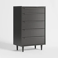 Tate 32" Black 5-Drawer Tall Dresser