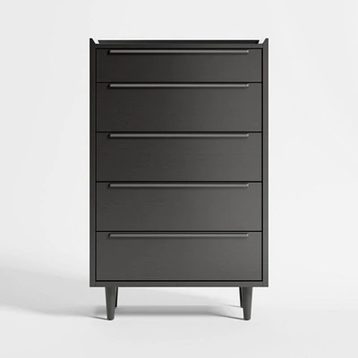 Tate 32" Black 5-Drawer Tall Dresser