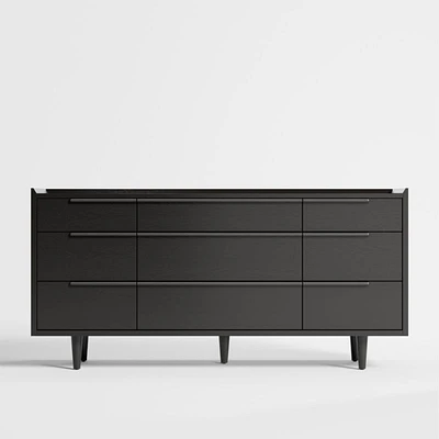 Tate 68" Black 9-Drawer Dresser