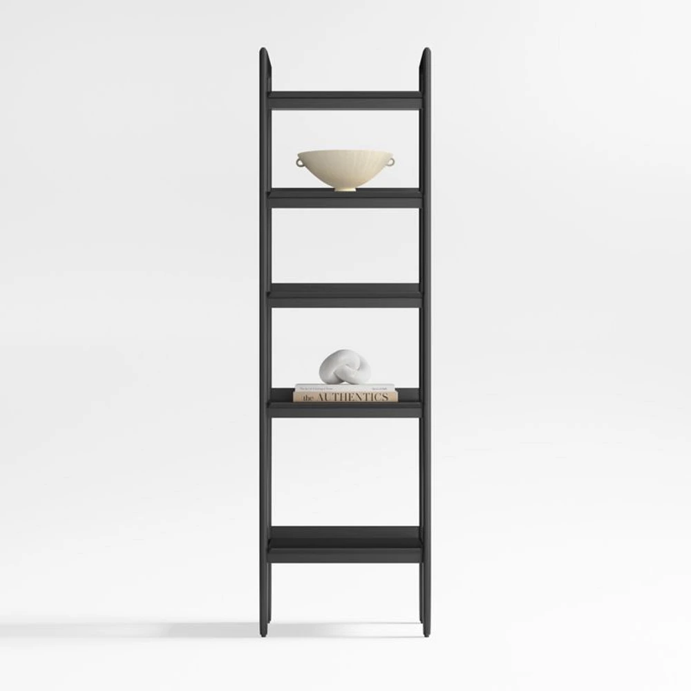 Tate 22" Black Wood 5-Shelf Narrow Bookshelf