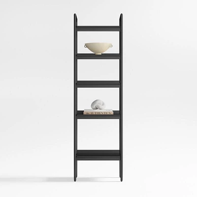 Tate 22" Black Wood 5-Shelf Narrow Bookshelf