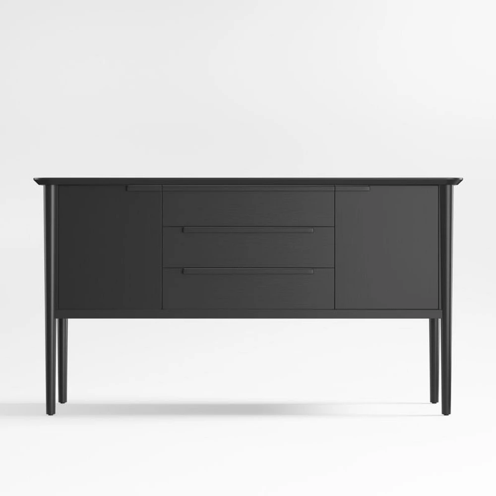 Tate 62" Black Wood Midcentury Credenza