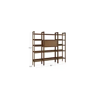 Tate 80" Walnut Bookcase Bar Cabinet with 2 Bookshelves