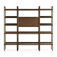 Tate 80" Walnut Bookcase Bar Cabinet with 2 Bookshelves