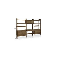 Tate 108" Walnut Bookcase Desk with Outlet Set