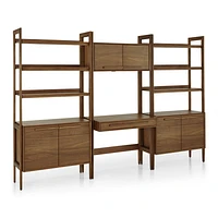 Tate 108" Walnut Bookcase Desk with Outlet Set