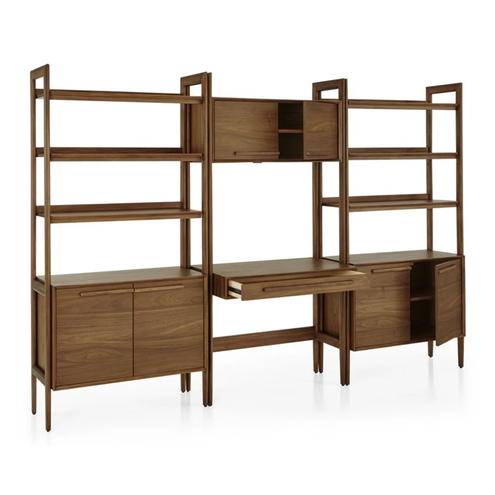 Tate 108" Walnut Bookcase Desk with Outlet Set