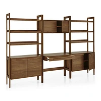 Tate 108" Walnut Bookcase Desk with Outlet Set