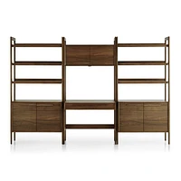 Tate 108" Walnut Bookcase Desk with Outlet Set