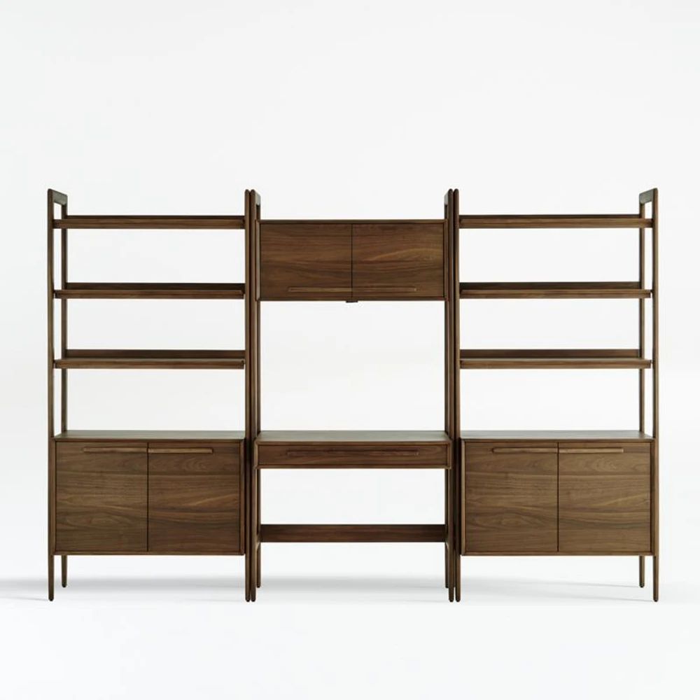 Tate 108" Walnut Bookcase Desk with Outlet Set