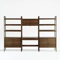 Tate 108" Walnut Bookcase Desk with Outlet Set