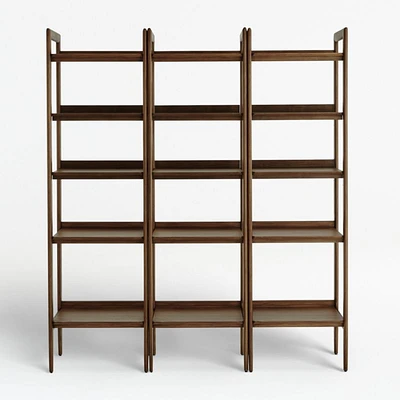 Tate 66" Walnut Bookshelves, Set of 3