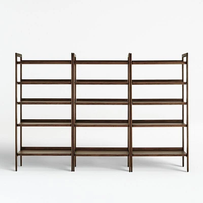 Tate 108" Walnut Wide Bookshelves, Set of 3