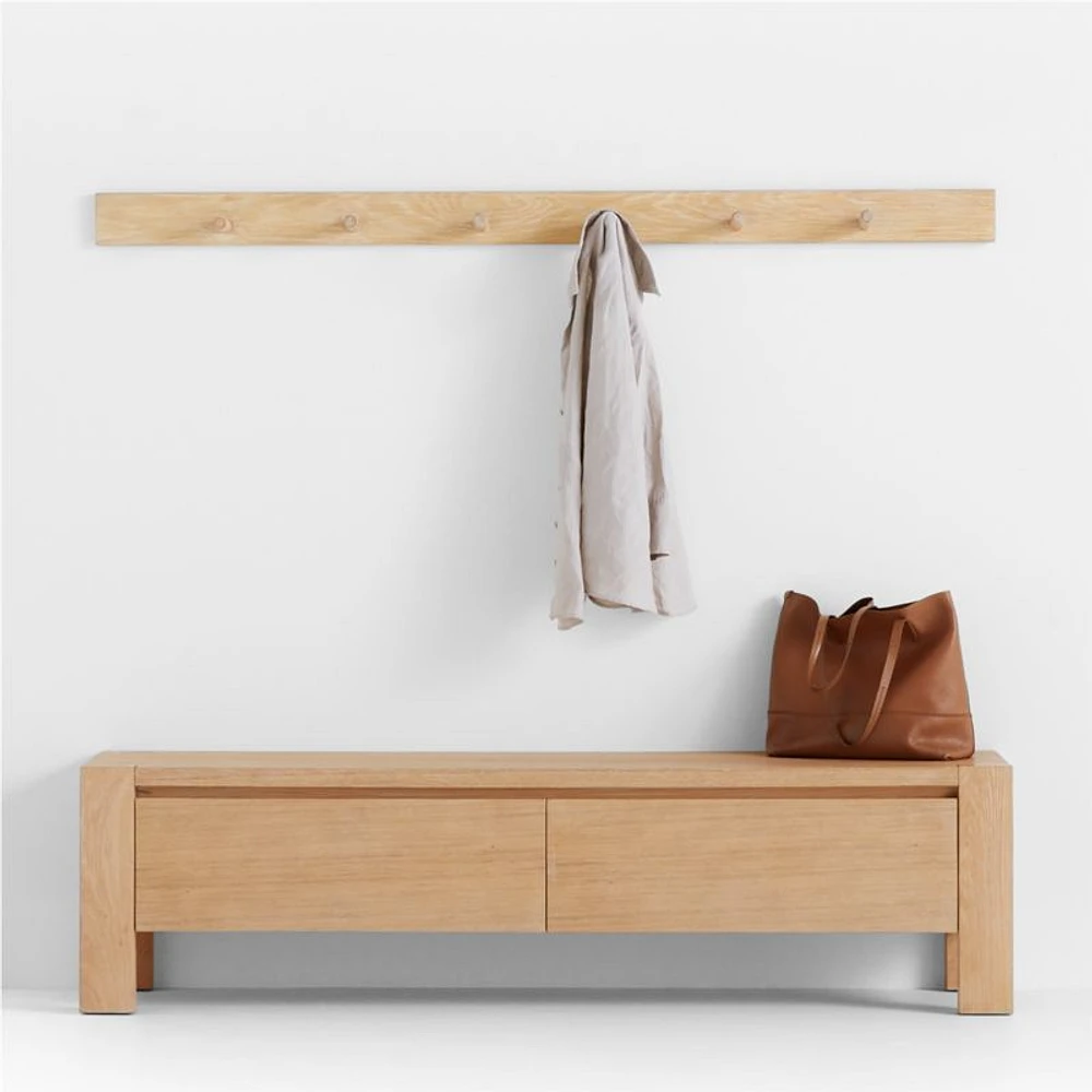 Terra Natural White Oak Wood 2-Piece Entryway Set with Bench