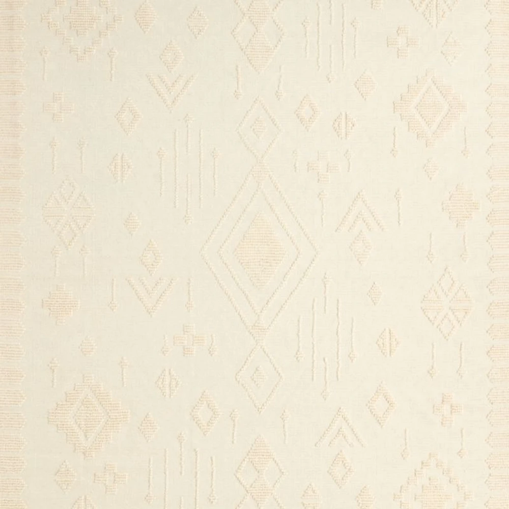 Textural Flatweave Ivory Wool and Cotton Kids 12"x18" Rug Swatch