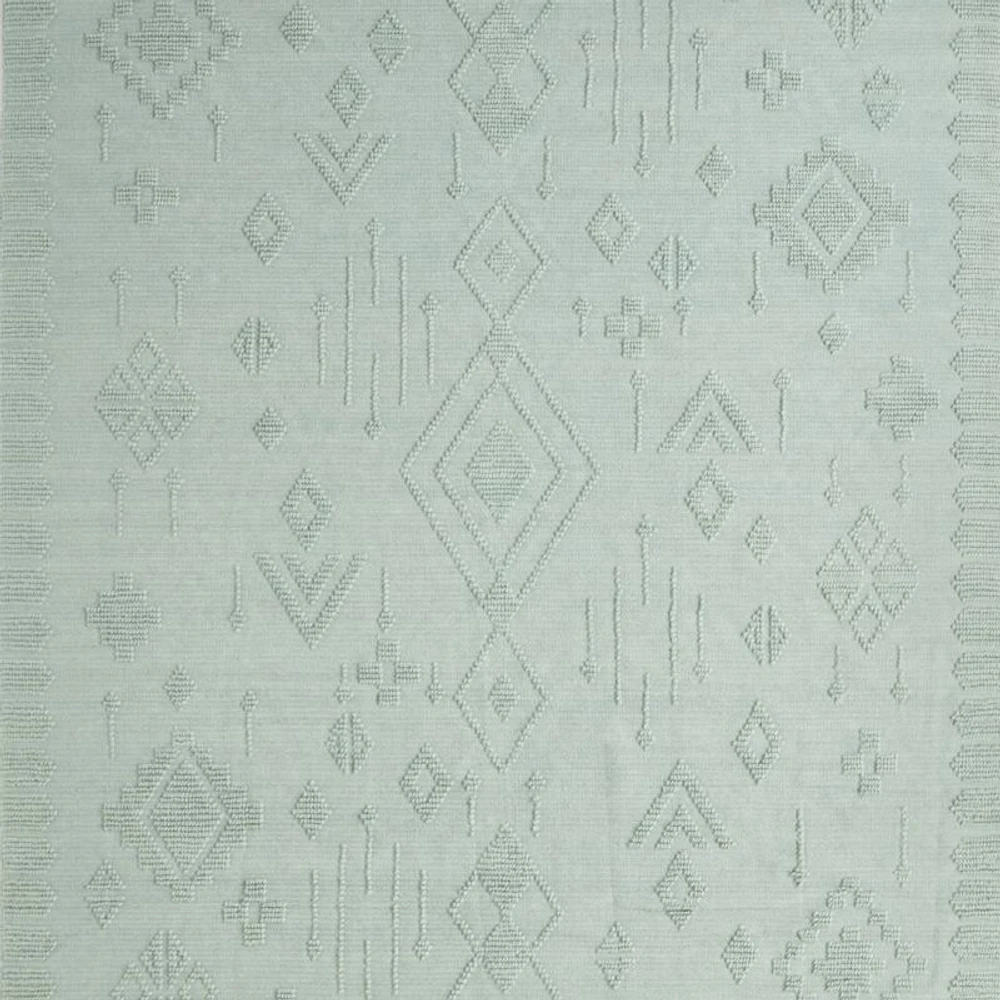 Textural Flatweave Verte Green Wool and Cotton Kids 12"x18" Rug Swatch