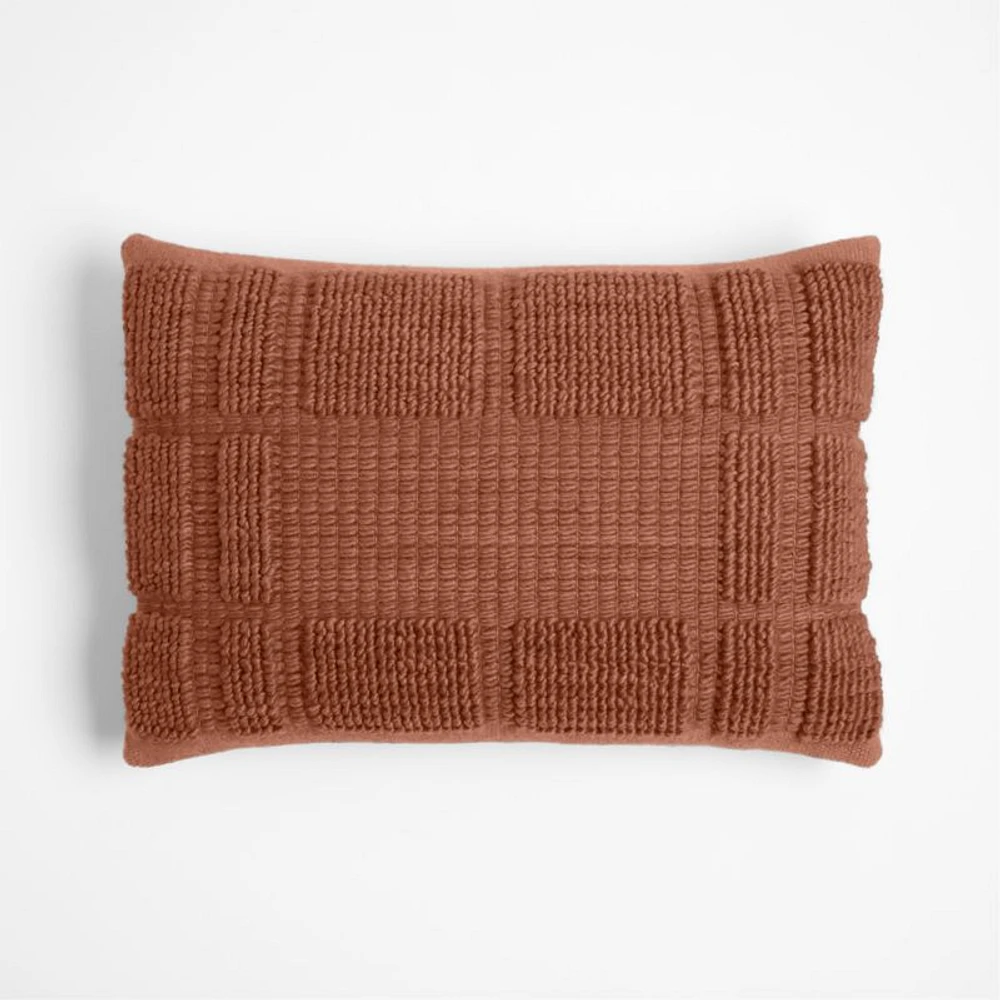 Lancaster 22"x15" Textured Spiced Orange Plaid Lumbar Pillow Cover