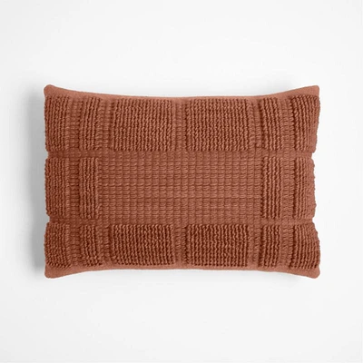 Lancaster 22"x15" Textured Spiced Orange Plaid Lumbar Pillow Cover