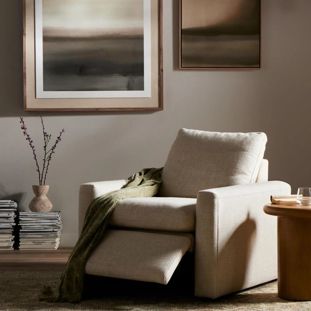 Tillery Antigo Natural Fabric Power Recliner Accent Chair