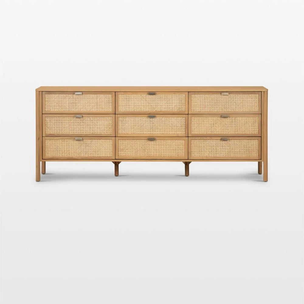 Tisdell Cane and Khaki Oak Wood -Drawer Dresser