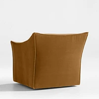 Tortona Ocher Velvet Swivel Accent Chair