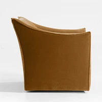 Tortona Ocher Velvet Swivel Accent Chair