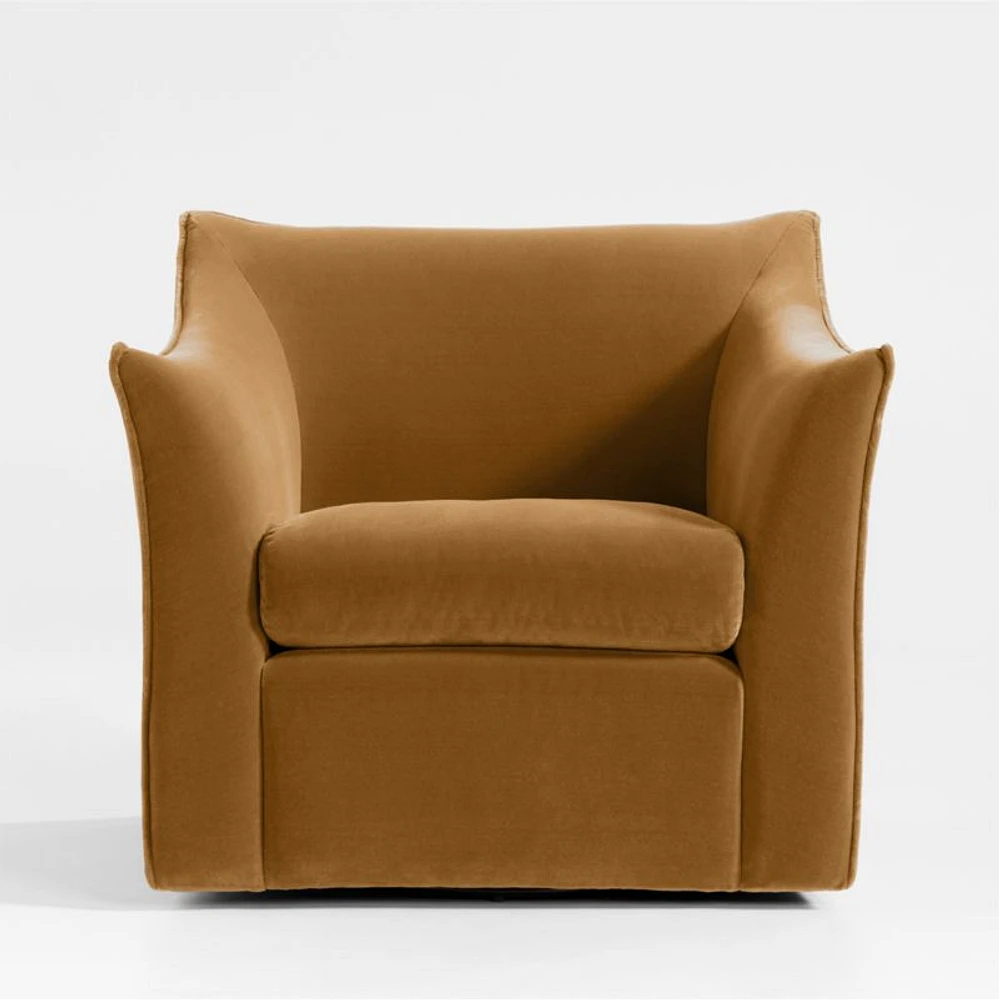 Tortona Ocher Velvet Swivel Accent Chair