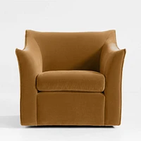 Tortona Ocher Velvet Swivel Accent Chair